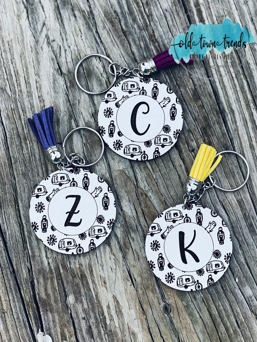 OldTownTrends School Circle Pattern Engraved Initial Keychain Set, Keychains Svg, Scrap Fillers, Money Makers, Laser Ready