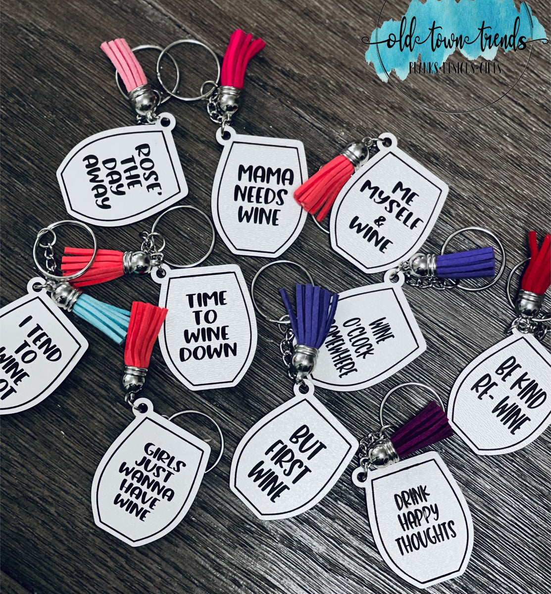 OldTownTrends Positive Sayings Keychain Set, Set 1 Groovy Words, Positive Vibes, Glowforge Ready, Laser Cut File, SVG