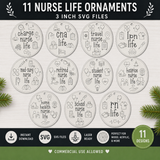 Nurse Life Ornament SVG MEGA Bundle | ALL 33 Designs | RN ER NICU L&D ICU Nurse Laser Cut Files | Glowforge Ready | Commercial Use | Instant Download