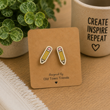 School Days Stud Earring SVG Bundle — 10 Mirrored Pairs, Score-Ready Laser Files | Teacher Earrings, Apple, Pencil, Atom, Globe, Art Palette Studs