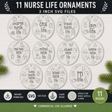 Nurse Life Ornament SVG Bundle | 11 Laser Cut Files | RN LPN CNA Ornaments | Glowforge Ready | Nurse Gift | Commercial Use | Instant Download