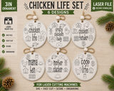 Chicken Ornament SVG Bundle | 6 Laser Cut Files | Chicken Life Crazy Chicken Lady Mother Clucker | Glowforge Ready | Commercial Use | Instant Download