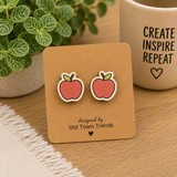 School Days Stud Earring SVG Bundle — 10 Mirrored Pairs, Score-Ready Laser Files | Teacher Earrings, Apple, Pencil, Atom, Globe, Art Palette Studs