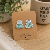 School Days Stud Earring SVG Bundle — 10 Mirrored Pairs, Score-Ready Laser Files | Teacher Earrings, Apple, Pencil, Atom, Globe, Art Palette Studs