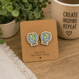 School Days Stud Earring SVG Bundle — 10 Mirrored Pairs, Score-Ready Laser Files | Teacher Earrings, Apple, Pencil, Atom, Globe, Art Palette Studs