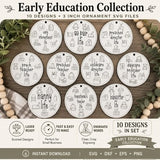 Early Education Ornament SVG Bundle — 10 Score-Ready Laser Designs | Preschool Teacher, Daycare, Nanny, Pre-K, Childcare Christmas Ornament Files