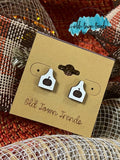 Cow Tag Fall Farmhouse earring studs, SVG, engraved earring patterns, glowforge, laser ready