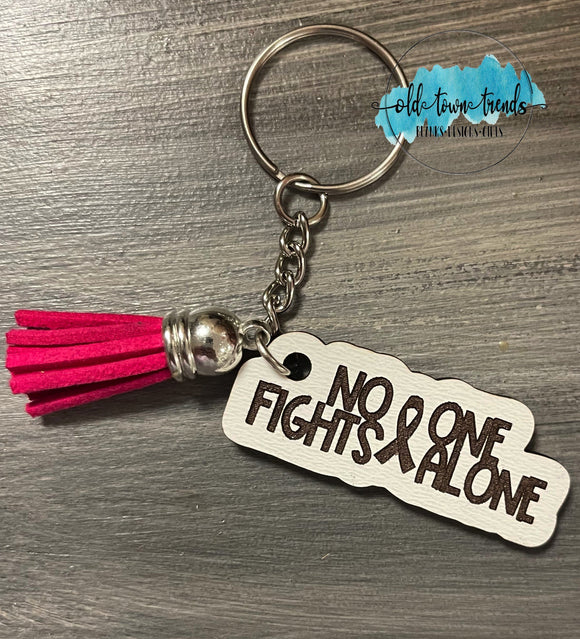 No one fights alone cancer ribbon keychain file