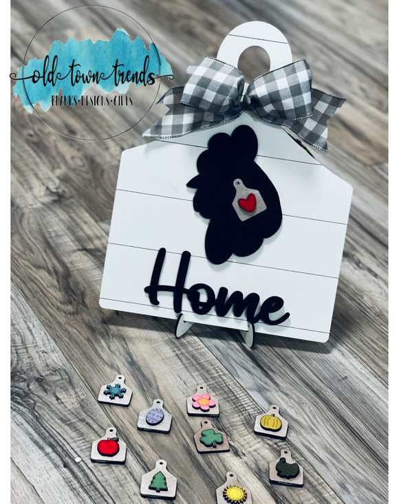 Interchangeable sign Cow Tag Sign Set,  Farmhouse Steer, sheep and hen sign, SVG, Glowforge Laser Ready, DIY Kit