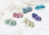 Conversation hearts earring studs, Valentine Studs, SVG, scored earring patterns, glowforge, laser ready