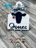 Add ons Cow tag Interchangeable sign add on,  Farmhouse cow and pig sign, SVG, Glowforge Laser Ready, DIY Kit