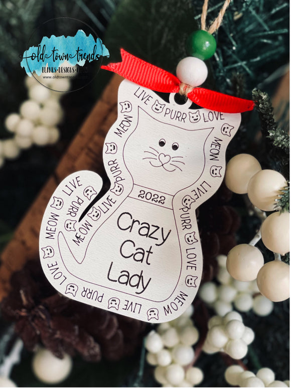 Crazy Cat Lady 2022 ornament SVG, Scored,  Cut File, Laser Cut File, SVG, glowforge file