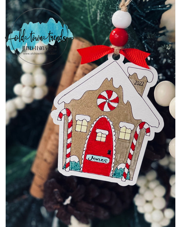 Gingerbread House Family Personalized Ornament, Scored,  Cut File, Laser Cut File, SVG, glowforge file