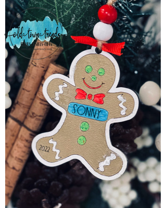Gingerbread Boy Personalized Ornament, Scored,  Cut File, Laser Cut File, SVG, glowforge file
