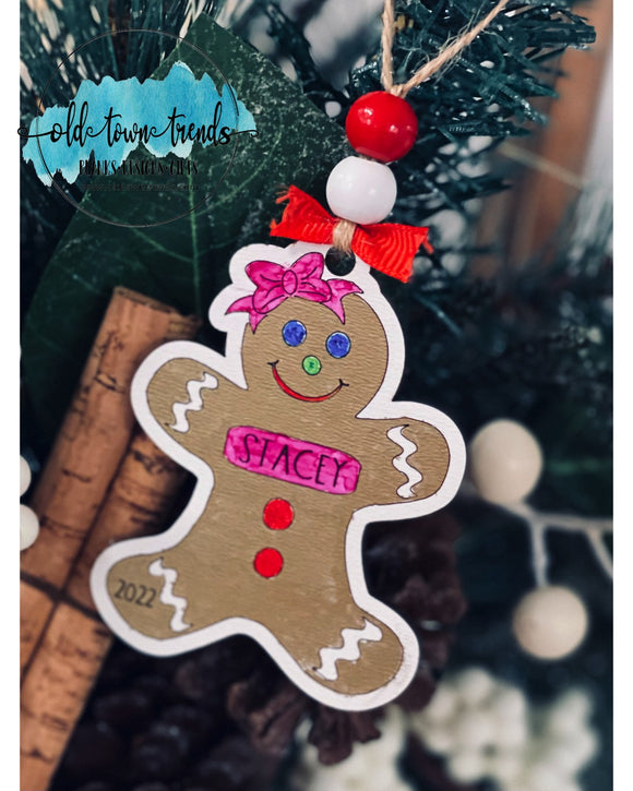 Gingerbread Girl Personalized Ornament, Scored,  Cut File, Laser Cut File, SVG, glowforge file