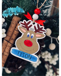Reindeer Boy Personalized Ornament, Scored,  Cut File, Laser Cut File, SVG, glowforge file