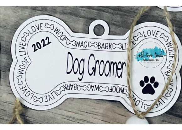 Dog Groomer Bone 2022 ornament SVG, Scored,  Cut File, Laser Cut File, SVG, glowforge file