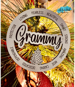 Grammy ornament , grandma ornament, Cut File, Laser Cut File, SVG, glowforge file