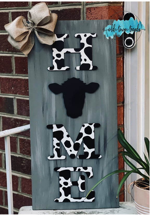 HOME SIGN Cow Design, Glowforge, DIY Ready, SVG, Laser Cut
