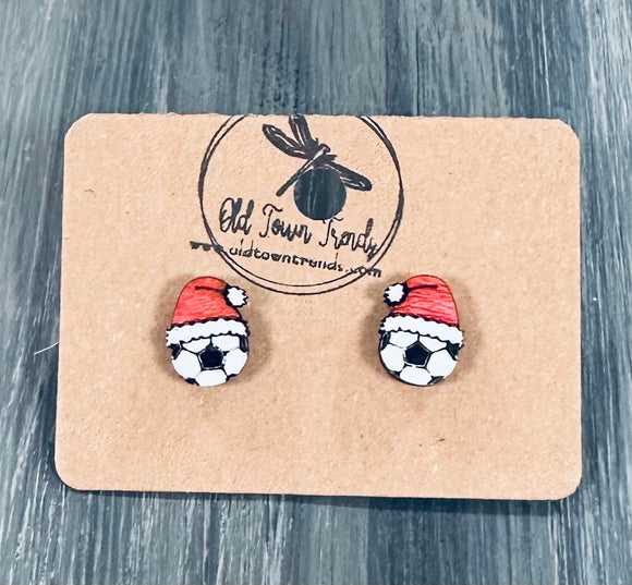 Christmas Soccer Studs Scored, Holiday SVG, scored earring patterns, glowforge, laser ready