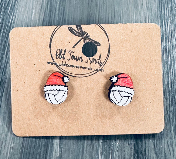 Christmas Volleyball Studs Scored, Holiday SVG, scored earring patterns, glowforge, laser ready