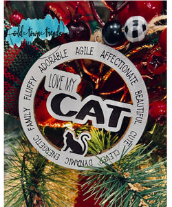 Love My Cat ornament , cat lover, Cut File, Laser Cut File, SVG, glowforge file