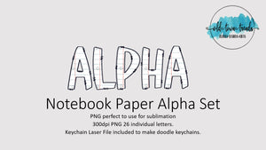 Notebook paper Alpha Doodle Letter Set, PNG, Sublimation