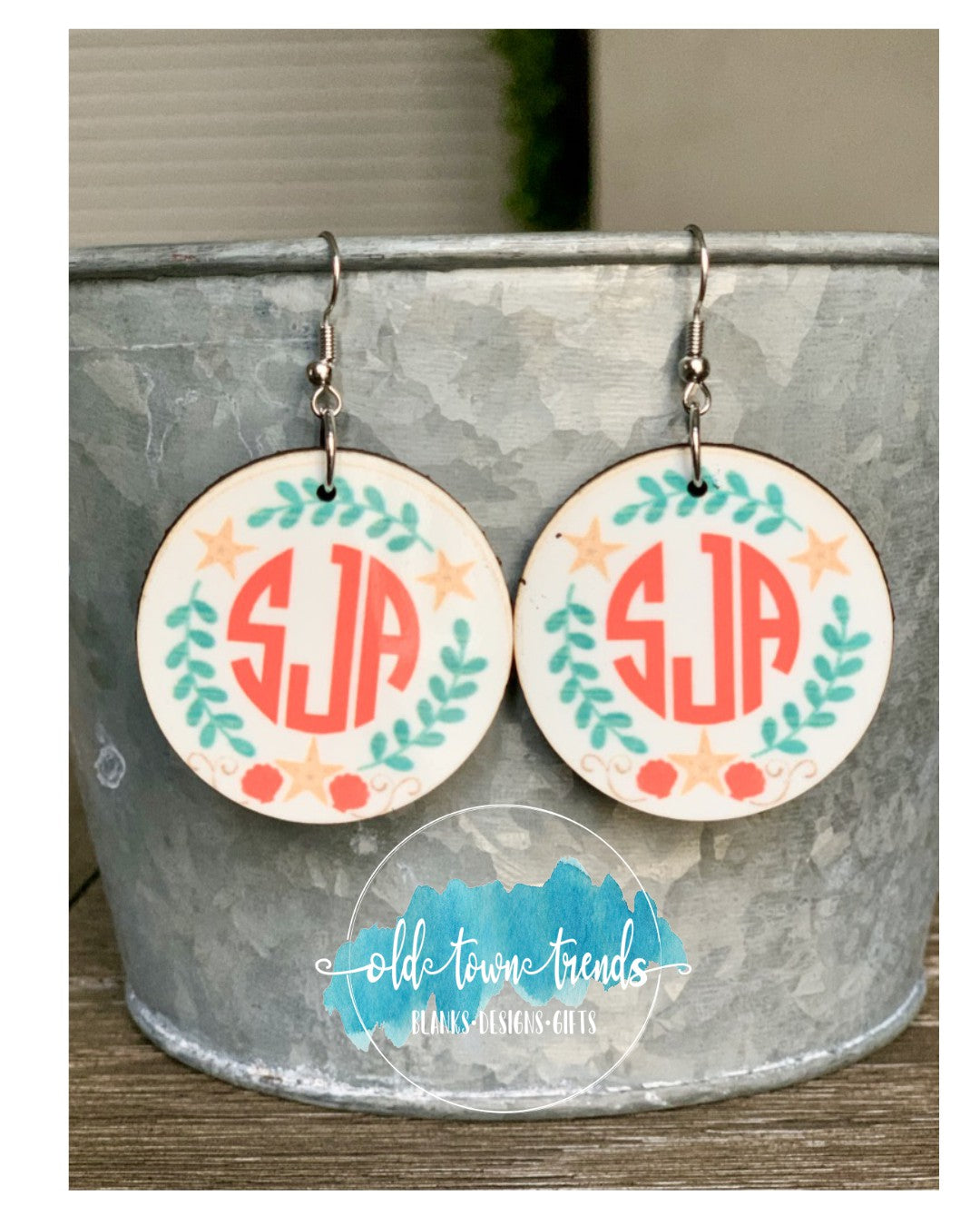 Circular Design MDF Sublimation Earrings