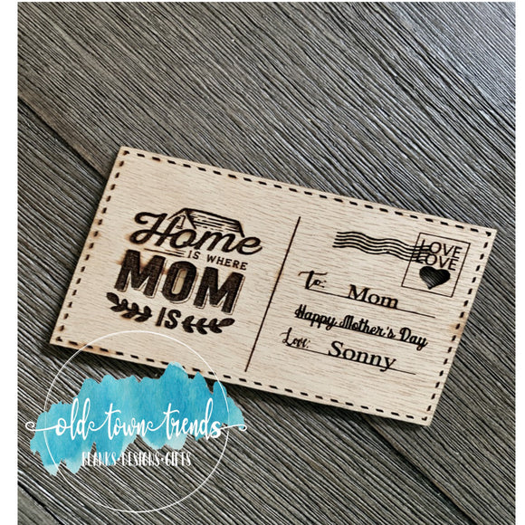 Glowforge Pattern Mothers Day Post Card 1, SVG Cut file, Home is Where Mom is