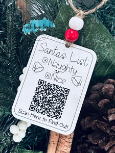 Santa's List Naughty or Nice Tracker Ornament SVG, QR Code Tracker, Scored and Engraved,  Cut File, Laser Cut File, SVG, glowforge file