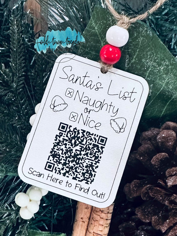 Santa's List Naughty or Nice Tracker Ornament SVG, QR Code Tracker, Sc ...