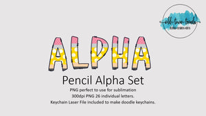 Pencil Alpha Doodle Letter Set, PNG, Sublimation