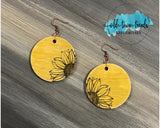 Sunflower Engraved Earring Set, SVG, engraved earring patterns, glowforge, laser ready