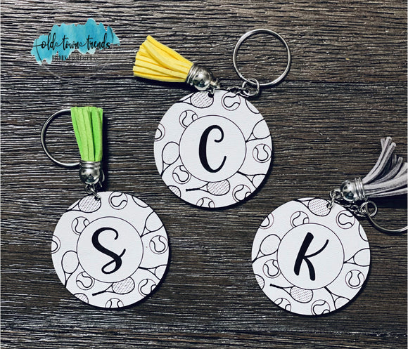 Tennis Circle Pattern Engraved Initial Keychain Set, Keychains SVG, scrap fillers, money makers, laser ready