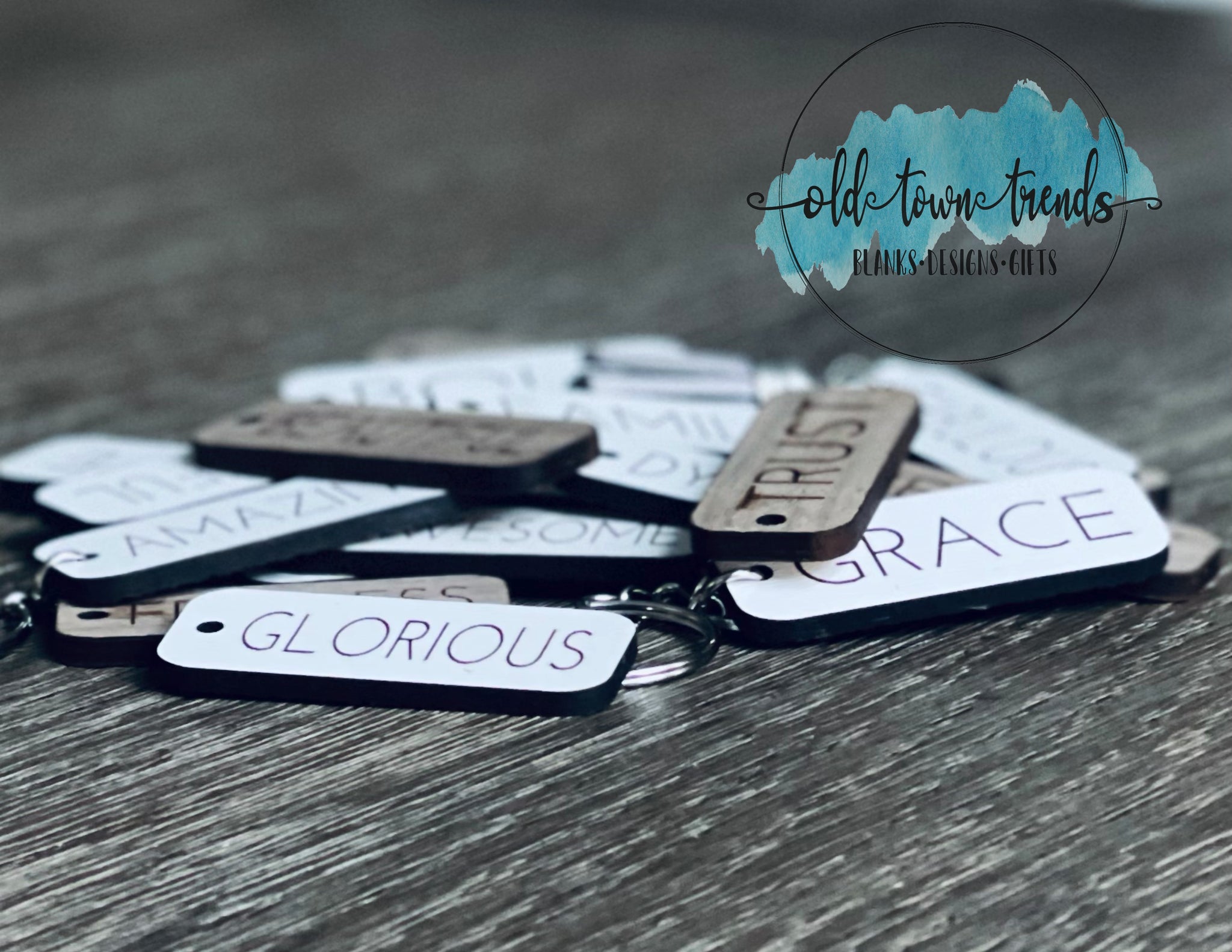 Affirmation Positive Words Minimalist Keychain Set, glowforge ready, l ...