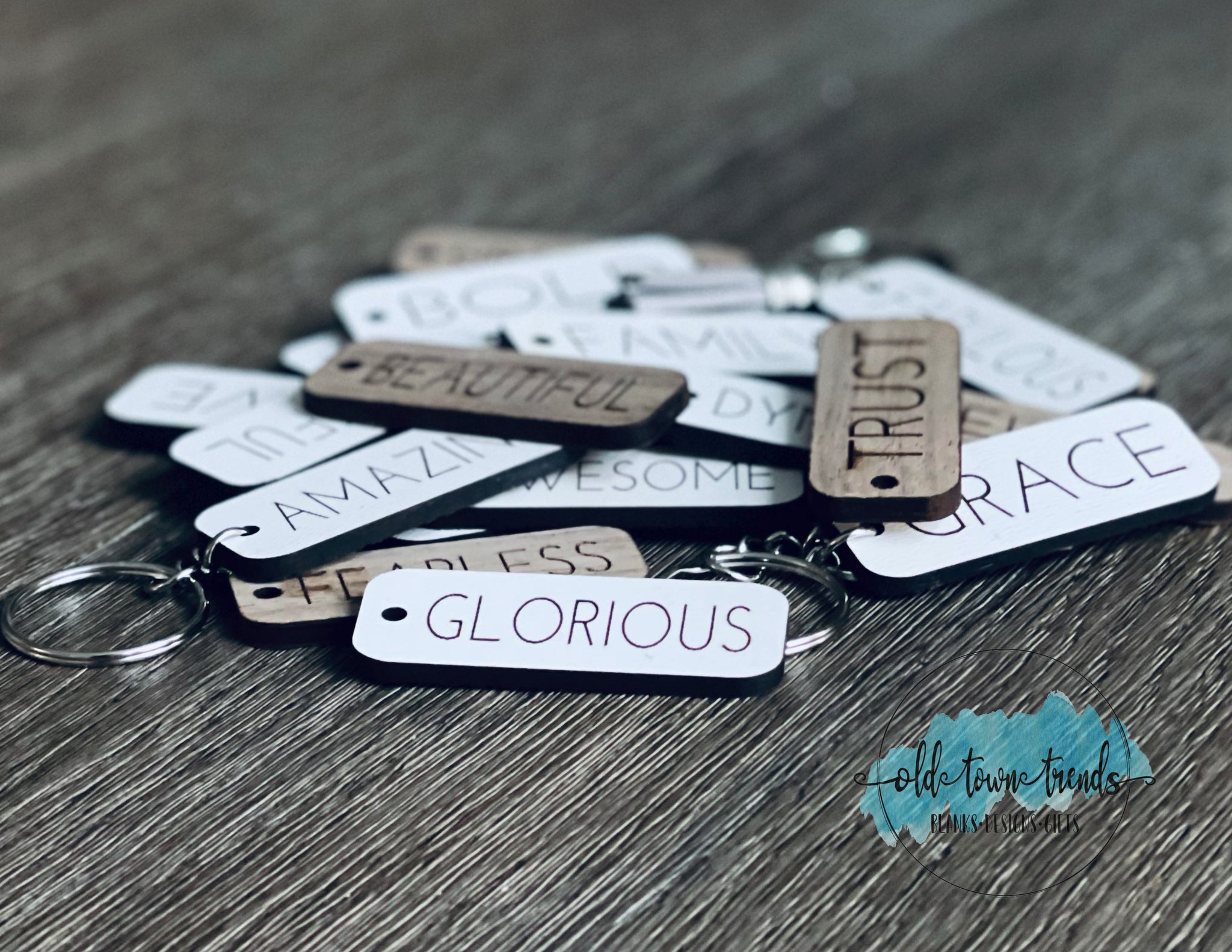 Affirmation Positive Words Minimalist Keychain Set, glowforge ready, l ...