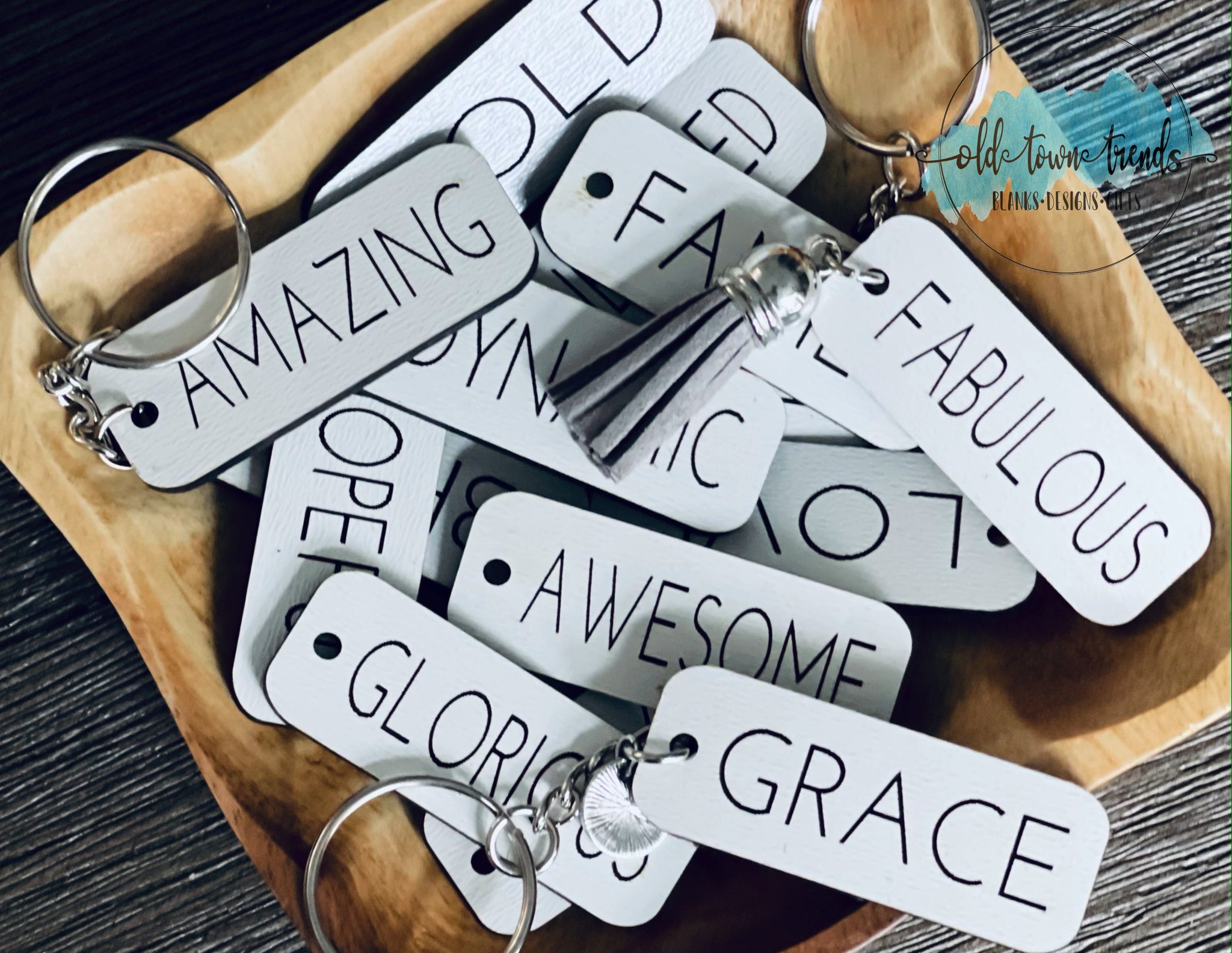 Affirmation Positive Words Minimalist Keychain Set, glowforge ready, l ...
