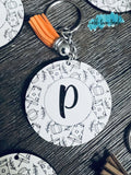 Pumpkin Coffee Circle Pattern Scored and Engraved Initial Keychain Set, Keychains SVG, scrap fillers, money makers, laser ready