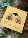 Cow tag farmhouse earring studs, SVG, engraved earring patterns, glowforge, laser ready