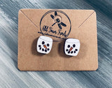 Snowman Marshmallow Studs Engraved and Scored, SVG, scored earring patterns, glowforge, laser ready