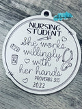 Nurse Doctor Bundle Ornament Set 5 ornaments, proverbs 31, she works willingly with her hands,  Scored,  Cut File, Laser Cut File, SVG, glowforge file