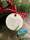 Santa's Reindeer Names Simple Sayings Round Ornaments, SVG, Glowforge Cut, Laser File