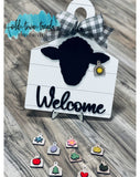 Interchangeable sign Cow Tag Sign Set,  Farmhouse Steer, sheep and hen sign, SVG, Glowforge Laser Ready, DIY Kit