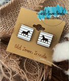 Shiplap Show Farm Animals Square earring studs set, SVG, engraved earring patterns, glowforge, laser ready