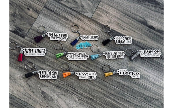 OldTownTrends Positive Sayings Keychain Set, Set 1 Groovy Words, Positive Vibes, Glowforge Ready, Laser Cut File, SVG